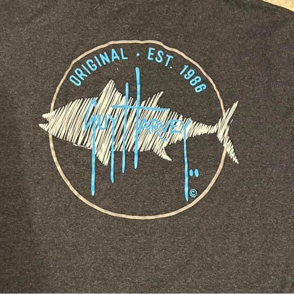 Guy Harvey Charcoal and Blue Fish Tee - Picture 1 of 4